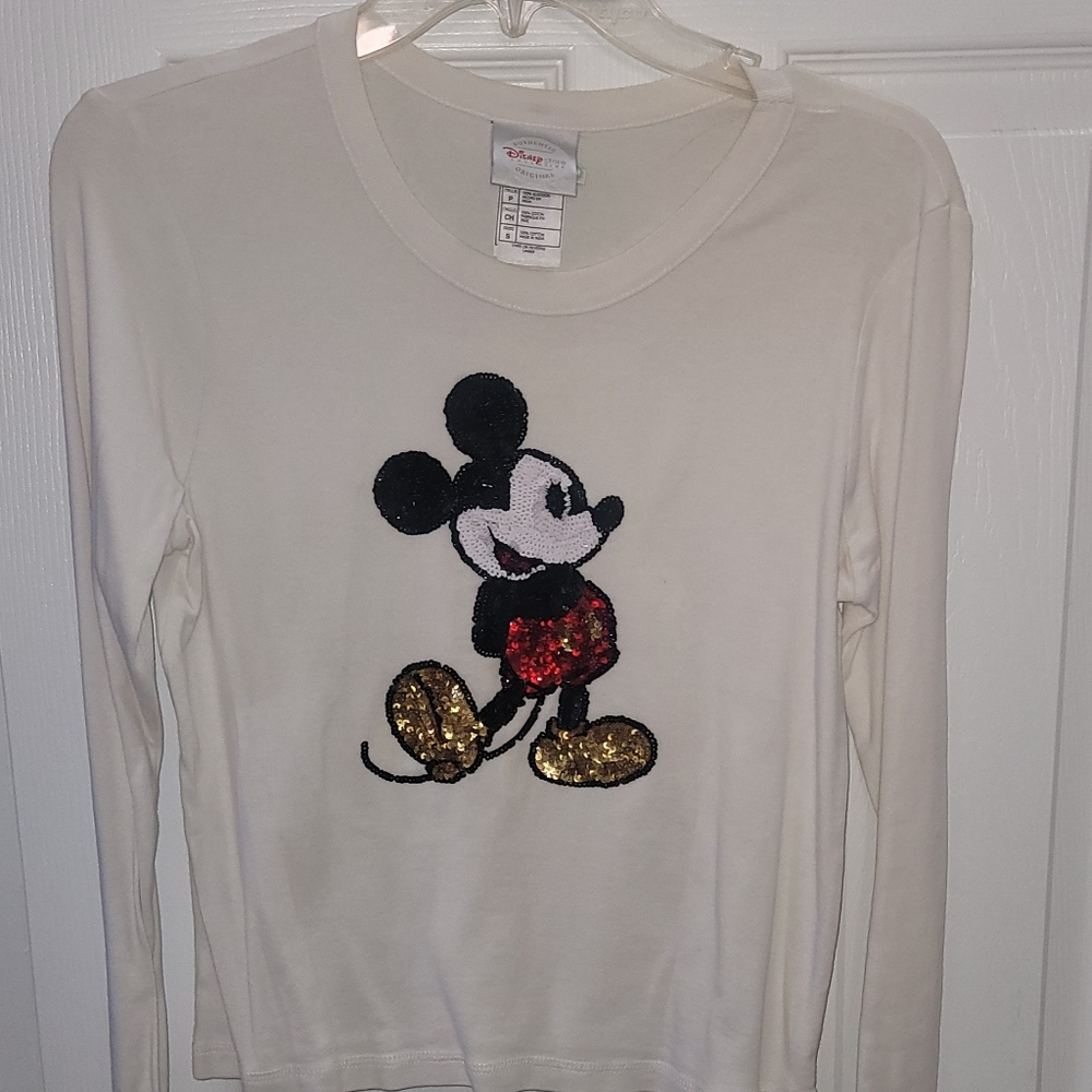 Disney Long Sleeve Tee with Mickey Mouse - White, Black, Red, Gold